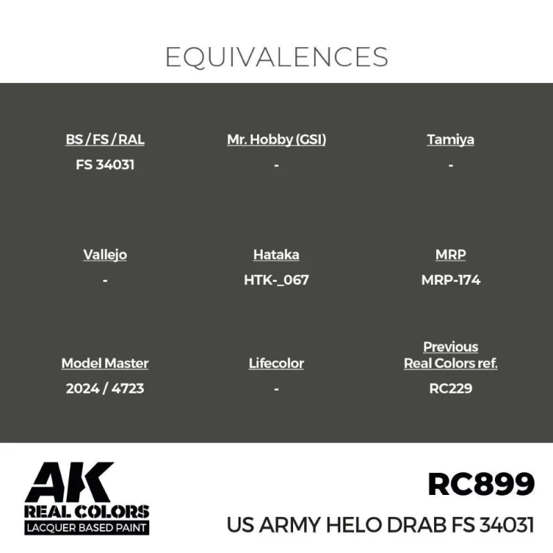 AK Interactive AK INTERACTIVE: Real Colors US Army Helo Drab FS 34031 17 ml.