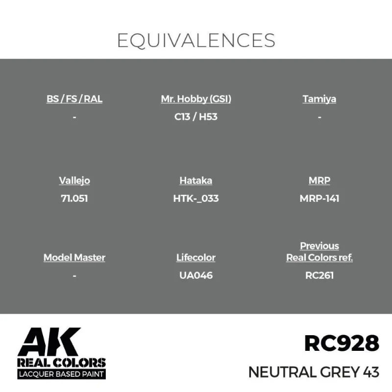 AK Interactive AK INTERACTIVE: Real Colors Neutral Grey 43 17 ml.