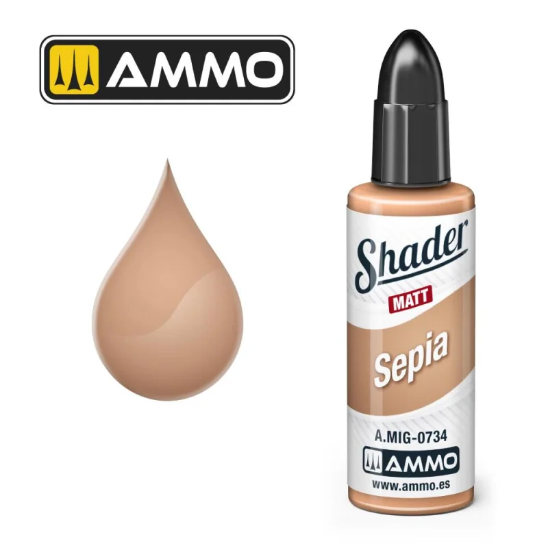 Vernice AMMO of MIG: MATT SHADER Sepia 10mL