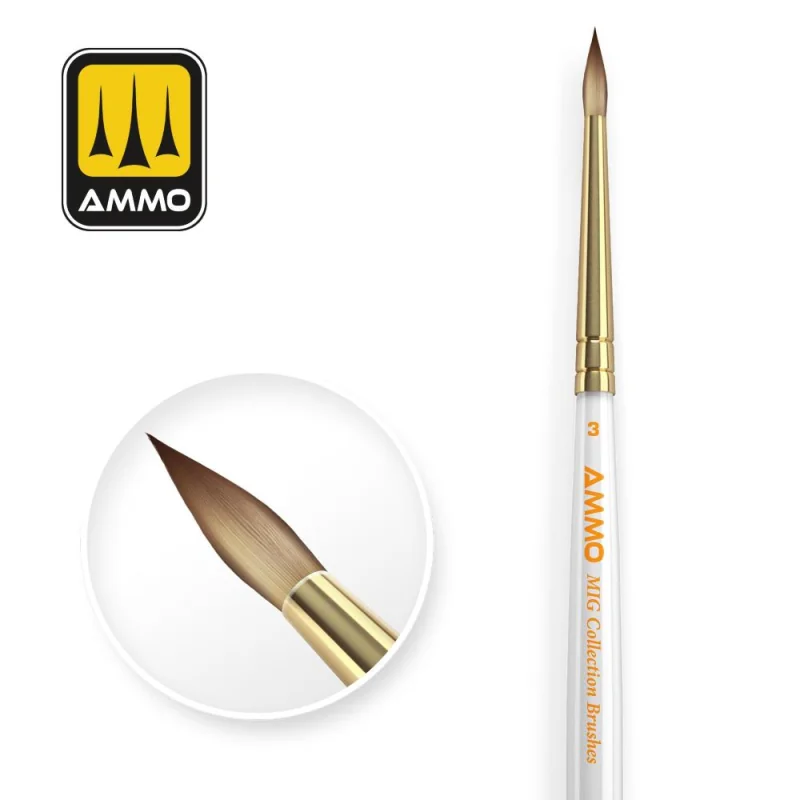 Pennelli AMMO of MIG: AMMO MIG Collection Brushes Conical Ø3 brush