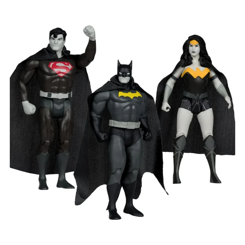 Figurine DC Direct Figures Super Powers Batman, Superman & Wonder Woman Black & White Accent Edition Gold Label 13 cm