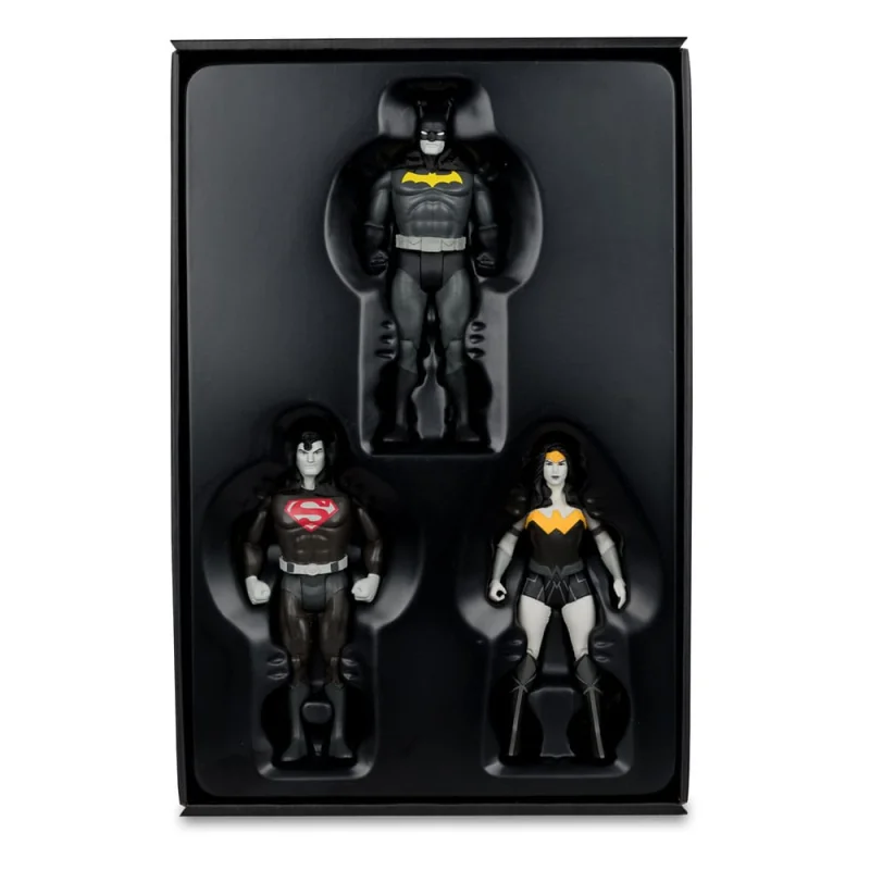 MCF15836 DC Direct Figures Super Powers Batman, Superman & Wonder Woman Black & White Accent Edition Gold Label 13 cm