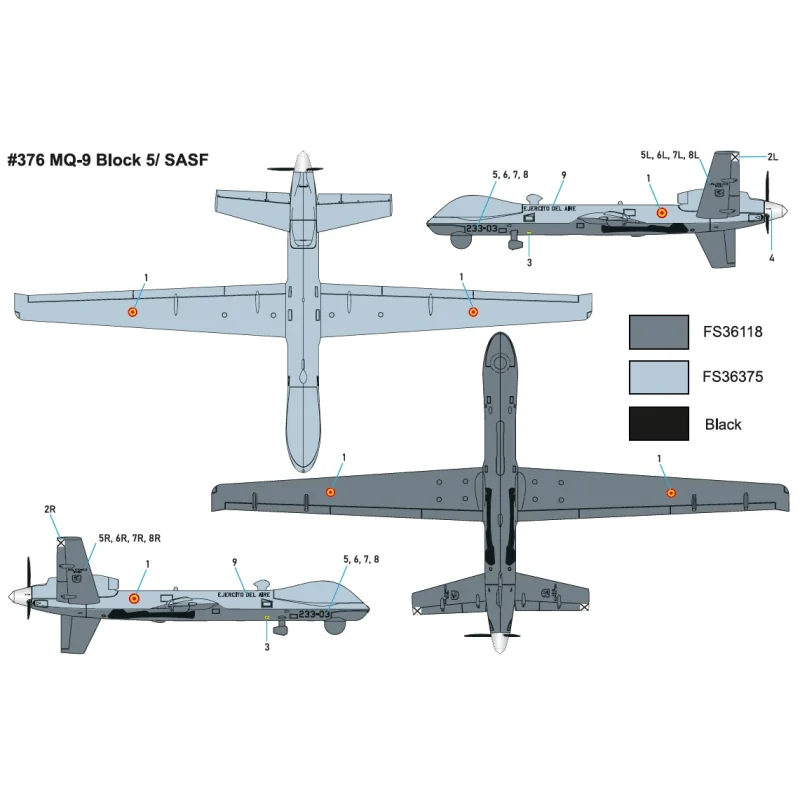 Modellini di aerei General Atomics MQ-9 REAPER - Block 5 / SASF