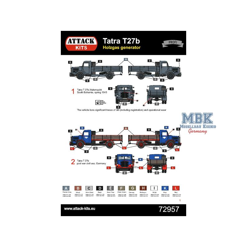 Modellini di veicoli militari Tatra 27b Holzgas Generator