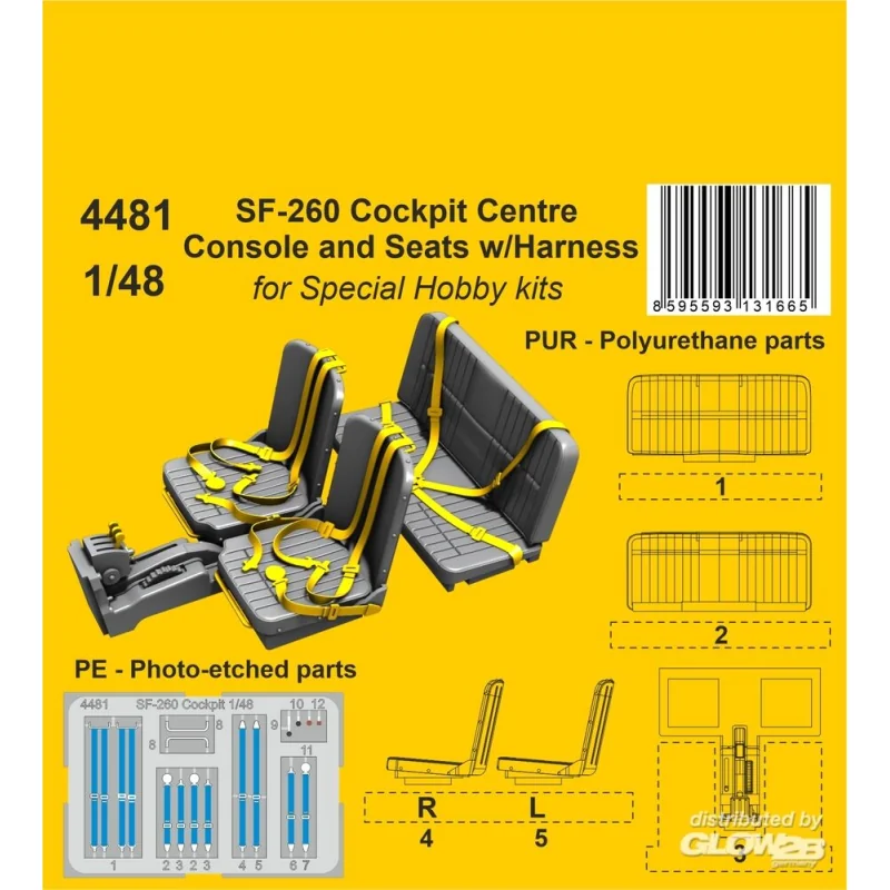  SF-260 Cockpit Center Console and Seats w/Harness / for SH kits