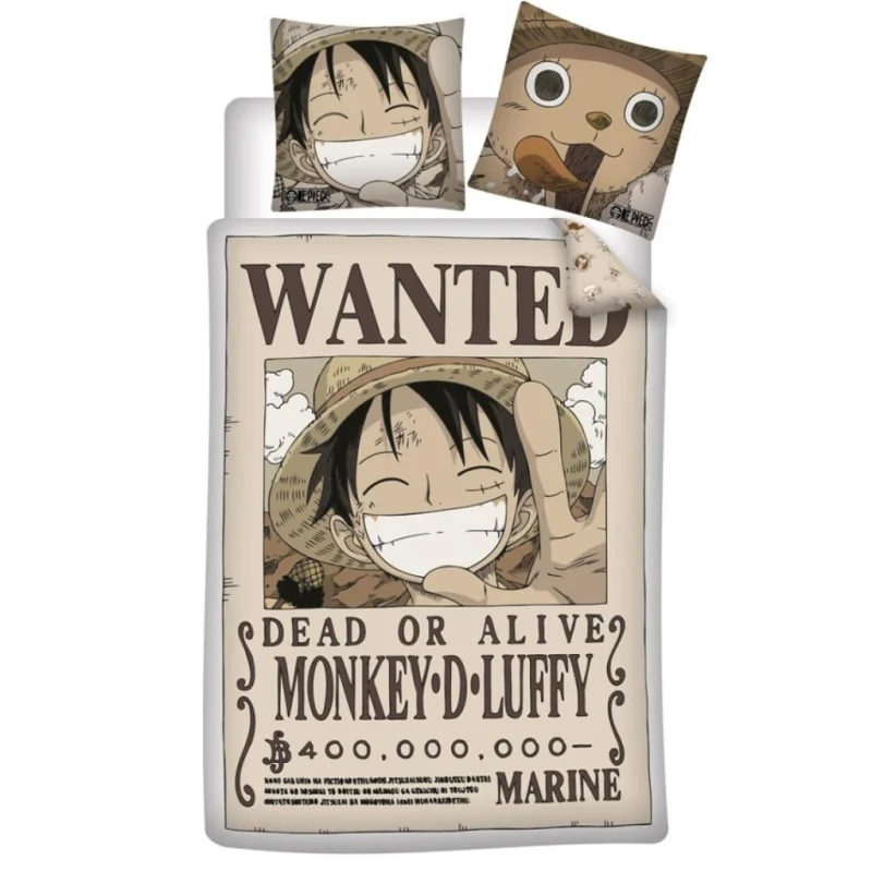  ONE PIECE - Luffy "Wanted" - Bedding set 140x200cm + 65x65cm