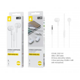  Auricolare con microfono - C5146 -1,2 m - Bianco