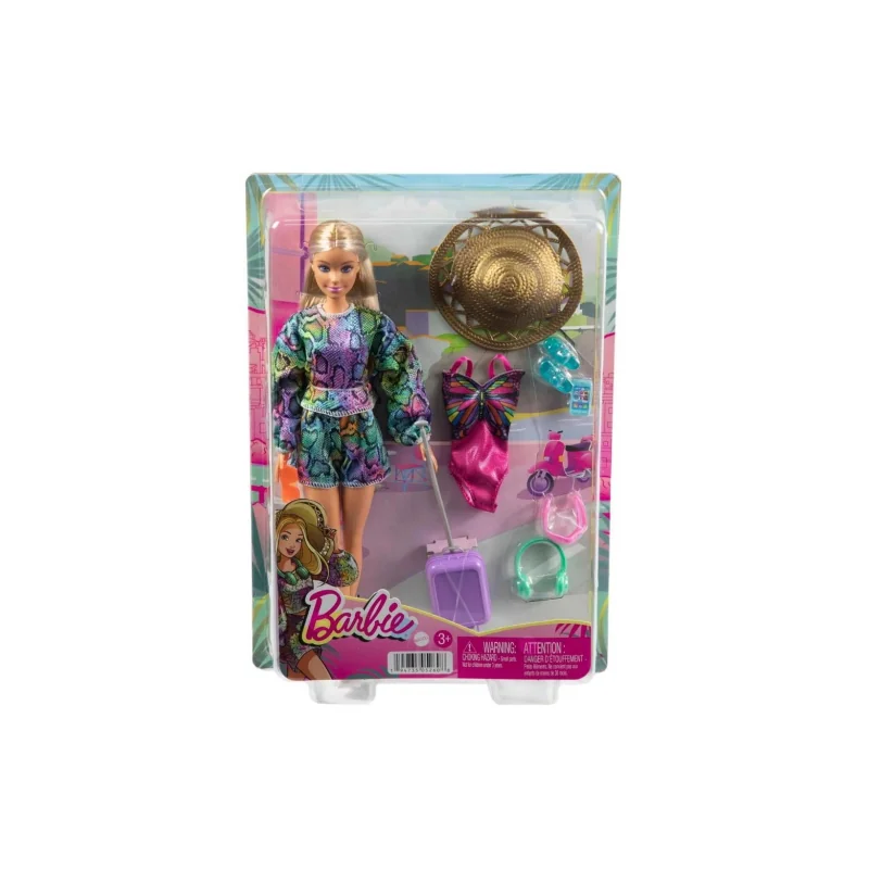  Mattel - Barbie Holiday Fun Summer Travel Blonde Doll And Accessories