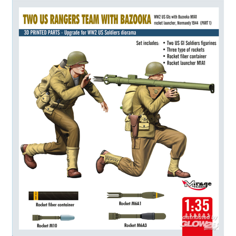 Figurine storiche TWO US RANGERS TEAM WITH BAZOOKA