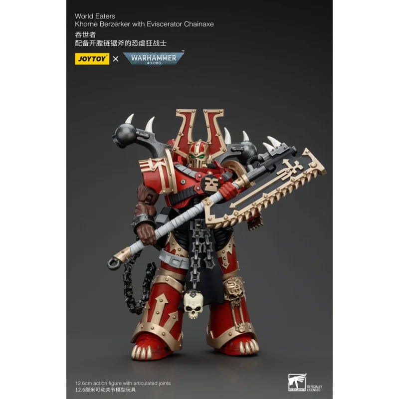 Figurine Warhammer 40k Figure 1/18 World Eaters Khorne Berzerker with Eviscerator Chainaxe 13 cm