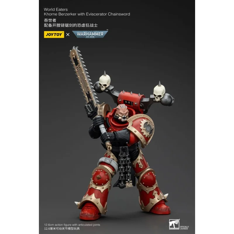 Warhammer 40k Figure 1/18 World Eaters Khorne Berzerker with Eviscerator Chainsword 13 cm