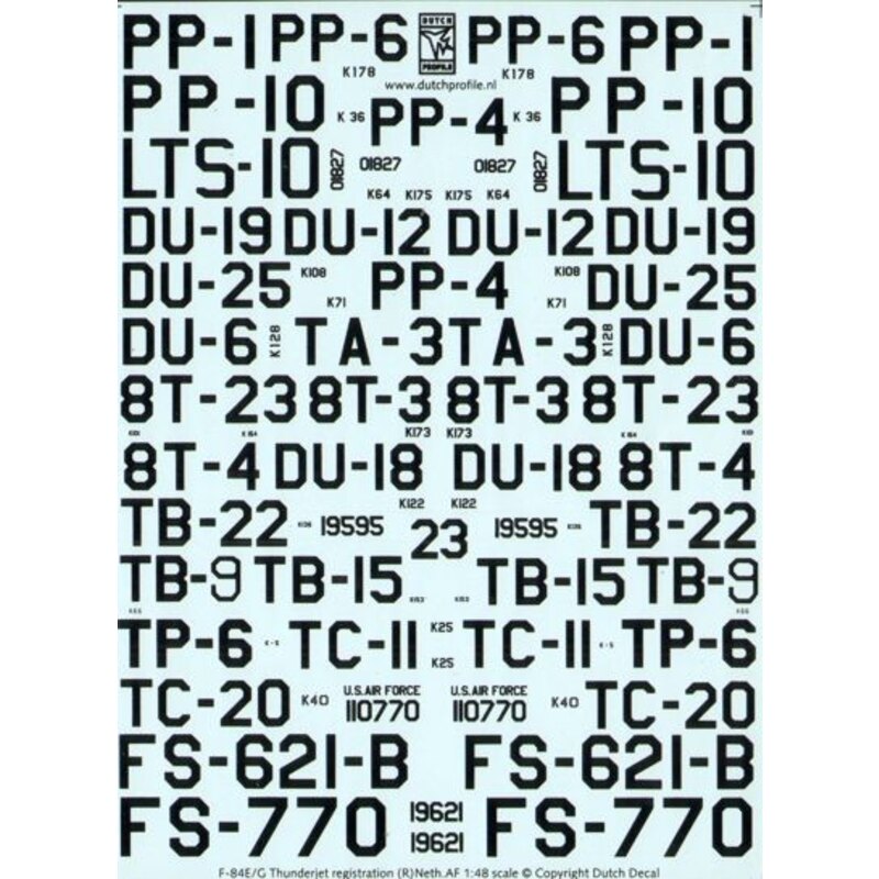 Decalcomania Republic F-84E/G Thunderjet in service of the (R)NethAF