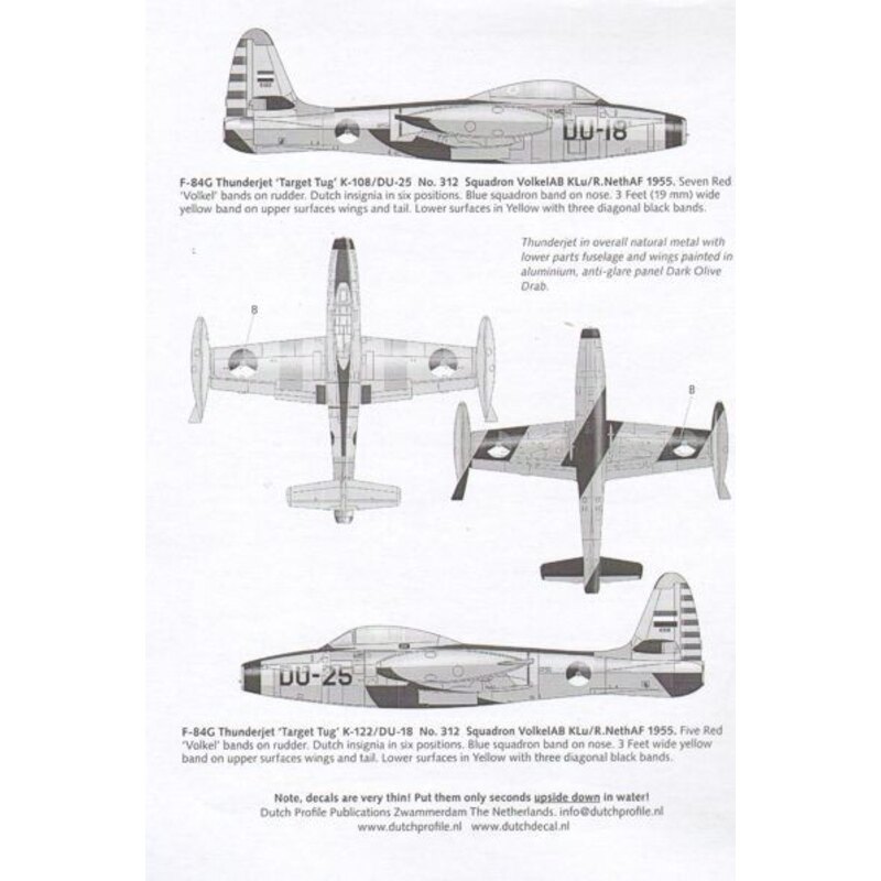 Decalcomania Republic F-84E/G Thunderjet in service of the (R)NethAF