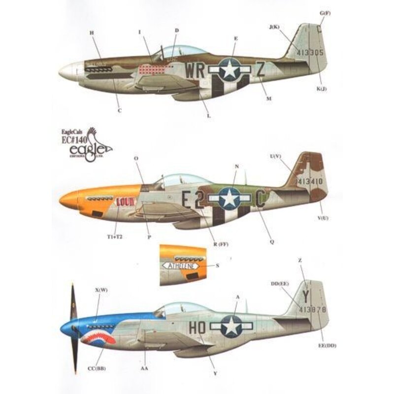 Decalcomania P-51D Mustang Part 2 (3) 44-13305 WR-Z 355th FG Capt Henry Brown ′Hun Hunter/Texas′, non standard OD on upper surfa