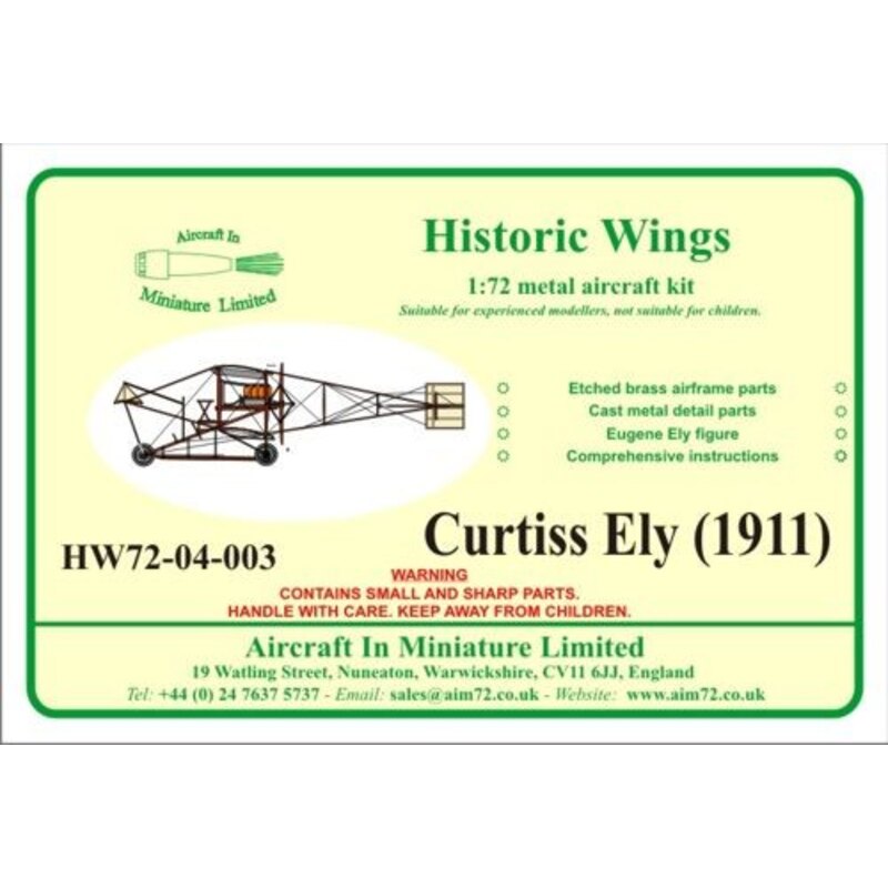 Kit modello Curtiss-Ely (1911) For more information on this product, please visit the Aircraft In Miniature web page. http://www