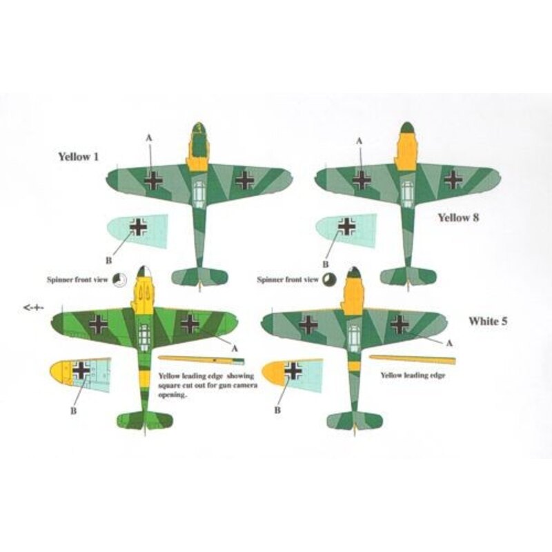 Decalcomania Messerschmitt Bf 109F-2 includes.... ′Yellow 8′ Fw. Heinz Jahner 9./JG 2 ′Yellow 1′ Uffz. Felix Sauer 6./JG 53 ′ -