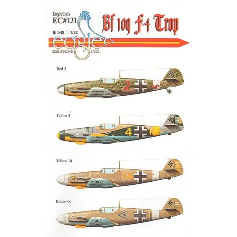 Decalcomania Messerschmitt Bf 109F-4. Markings for ′Red 2′ 8./JG 27 ′Yellow 4′ 9./JG 27 Pilot: Obfw. Eberhard von Boremski ′Yell