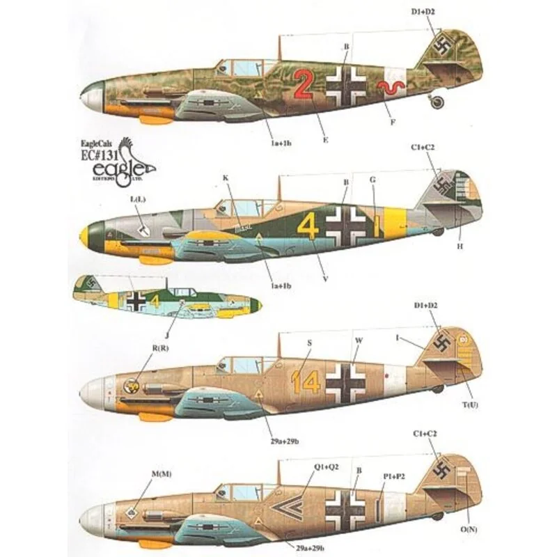 Decalcomania Messerschmitt Bf 109F-4. Markings for ′Red 2′ 8./JG 27 ′Yellow 4′ 9./JG 27 Pilot: Obfw. Eberhard von Boremski ′Yell