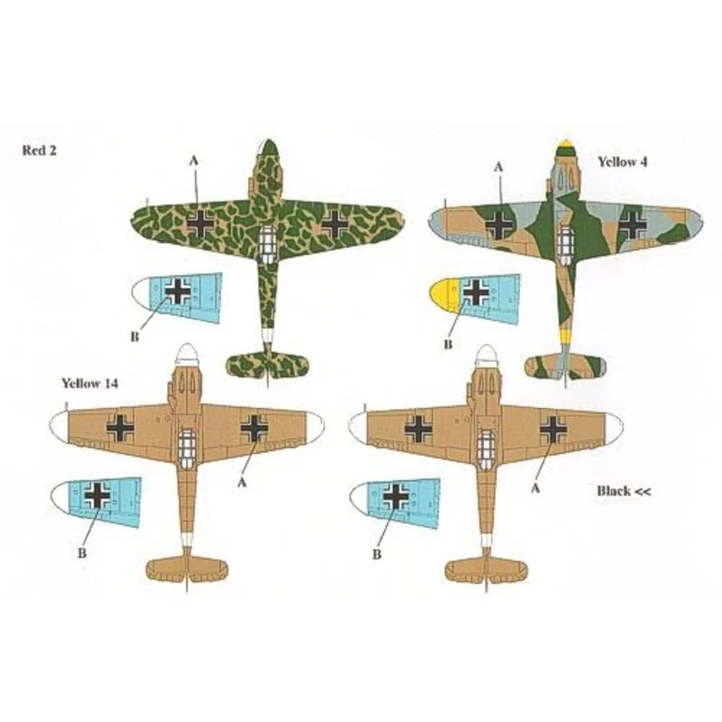 Decalcomania Messerschmitt Bf 109F-4. Markings for ′Red 2′ 8./JG 27 ′Yellow 4′ 9./JG 27 Pilot: Obfw. Eberhard von Boremski ′Yell