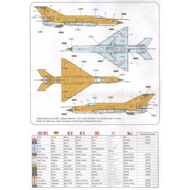 Decalcomania Mikoyan MiG-21 MF/MFN/SM