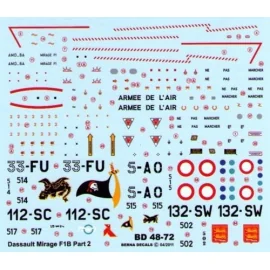 Decalcomania Dassault Mirage F1B (4) No 517/112-SC 2/33 Savone Reims 2010; No 502/132-SW 2/30 Normandie-Niemen Colmar 2009;No 51