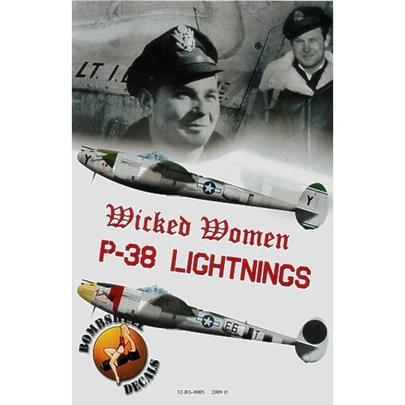 Decalcomania Lockheed P-38 Lightning Wicked Women Pt 1 (2) E6-T 402nd FS, 370th FG Lt Ian B.Mackenzie `Vivacious Virgin II′ with