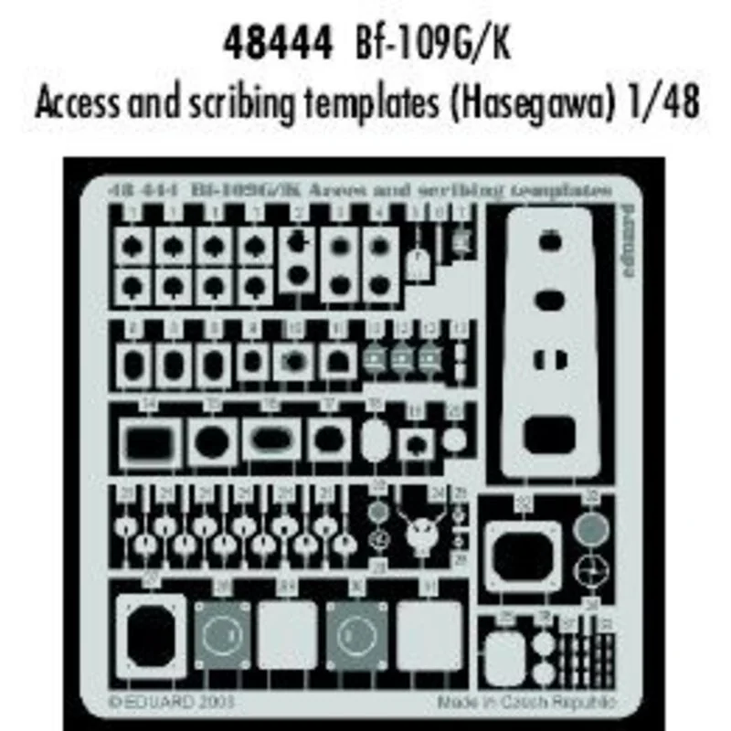 Messerschmitt Bf 109G/K Access and scribing template (per i kit modello da Hasegawa)