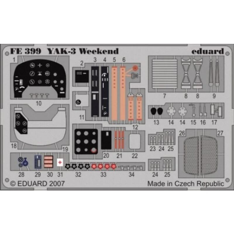 Yakovlev Yak-3 PRE-PAINTED IN COLOUR! (per i kit modello da Eduard) This Zoom set is a simplified version of the standard sets a