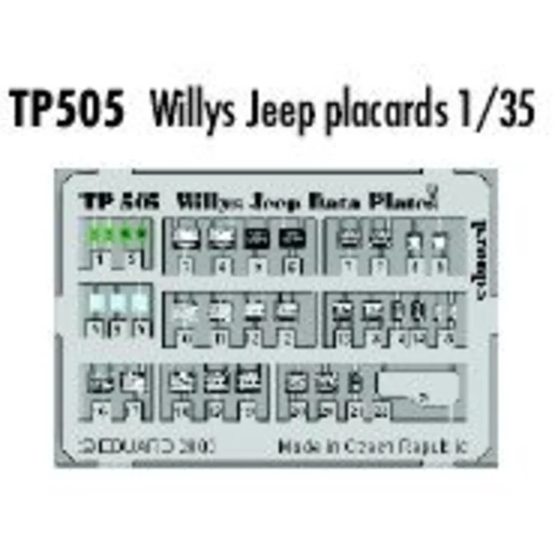 Willys Jeep placards PRE-PAINTED IN COLOUR!