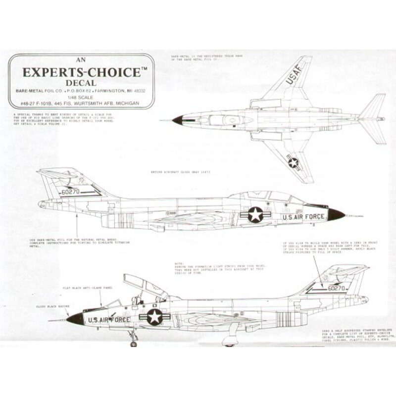 Decalcomania McDonnell F-101B 445 FIS Wurtsmith Air Force Base Michigan