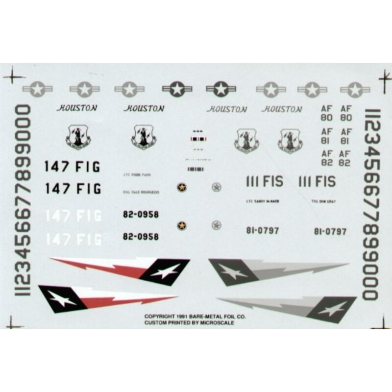 Decalcomania General Dynamics F-16A Fighting Falcon 147 FIG Texas ANG Houston