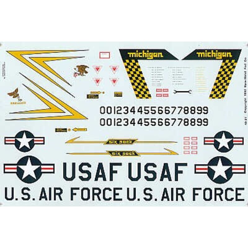 Decalcomania Convair F-106A Delta Dart 191FIG Six Pack Michigan ANG Selfridge Air Force Base black/yellow check rudder