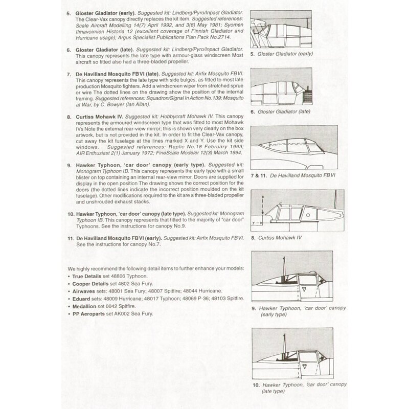 RAF Fighters WWII. Hawker Sea Fury Mk.11 (per i kit modello da Hobbycraft) Hawker Typhoon Mk.IB (per i kit modello da Monogram) 