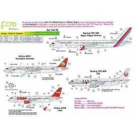 Decalcomania Airbus A320 TAM PT-MZG Airbus A321 TRANS ASIA Airways B-22311 Boeing 757-200 ROYAL NEPAL Airlines 9N-ACA Boeing 737