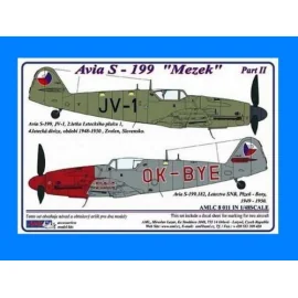 Avia S-199 Mezek Part II. 2 decal versions : JV-1,OK-BYE