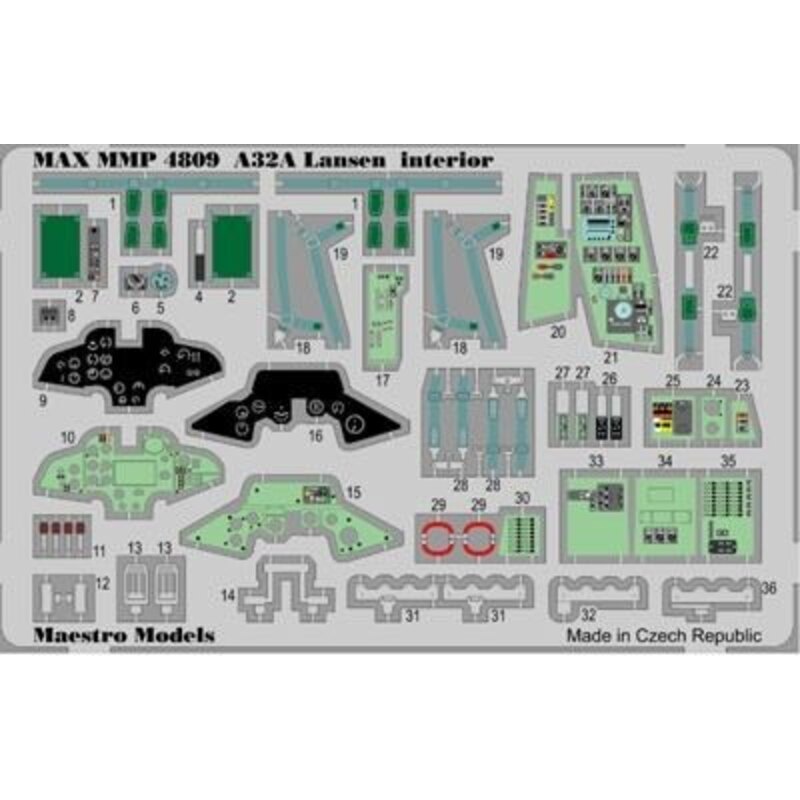 Saab A-32A Lansen interior detail set (designed to be used with Tarangus kits) 