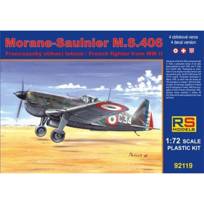 Kit modello Morane-Saulnier MS.406 France Navy New 2/2012 4 decal variants for France, Switzerland, Croatia