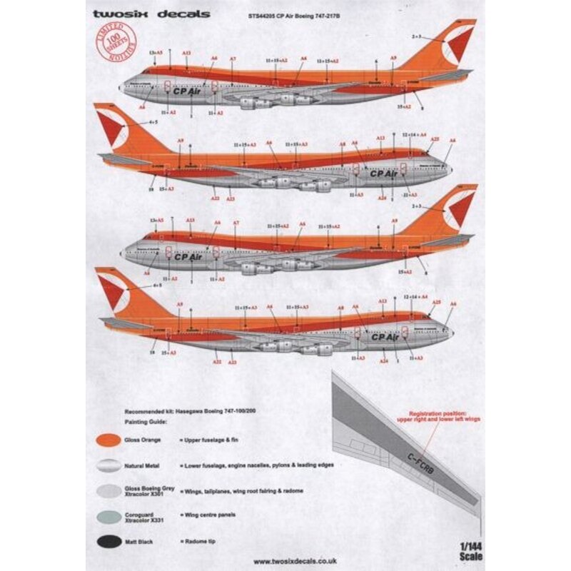 Decalcomania CP Air Boeing 747-217B