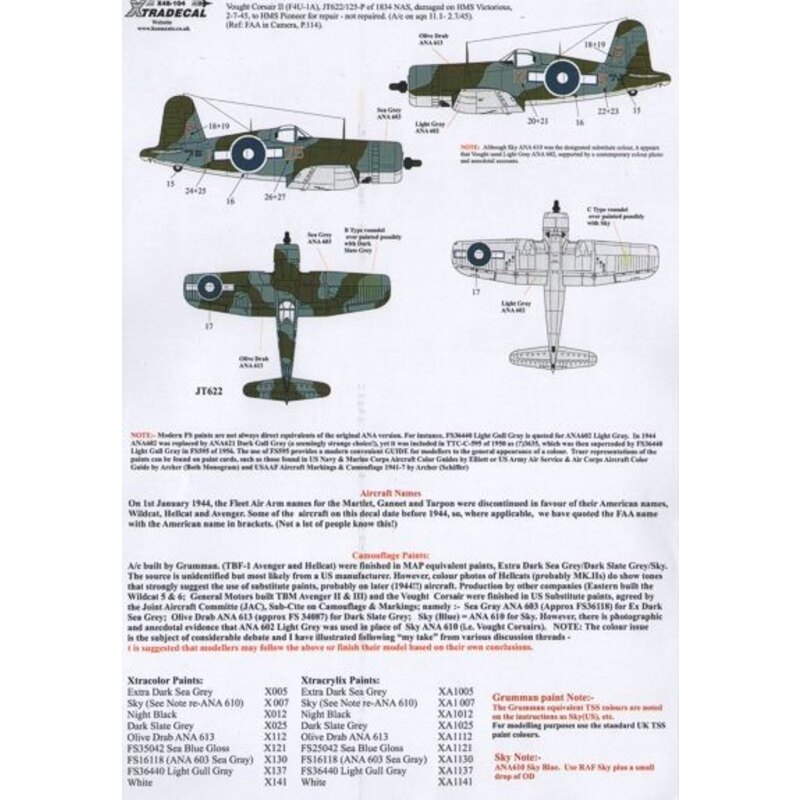 Decalcomania Yanks with Roundels Part 3 U.S. Aircraft in the Fleet Air Arm (3) Grumman F6F-5 Hellcat Mk.II JZ931 C3-M 800 NAS Tr