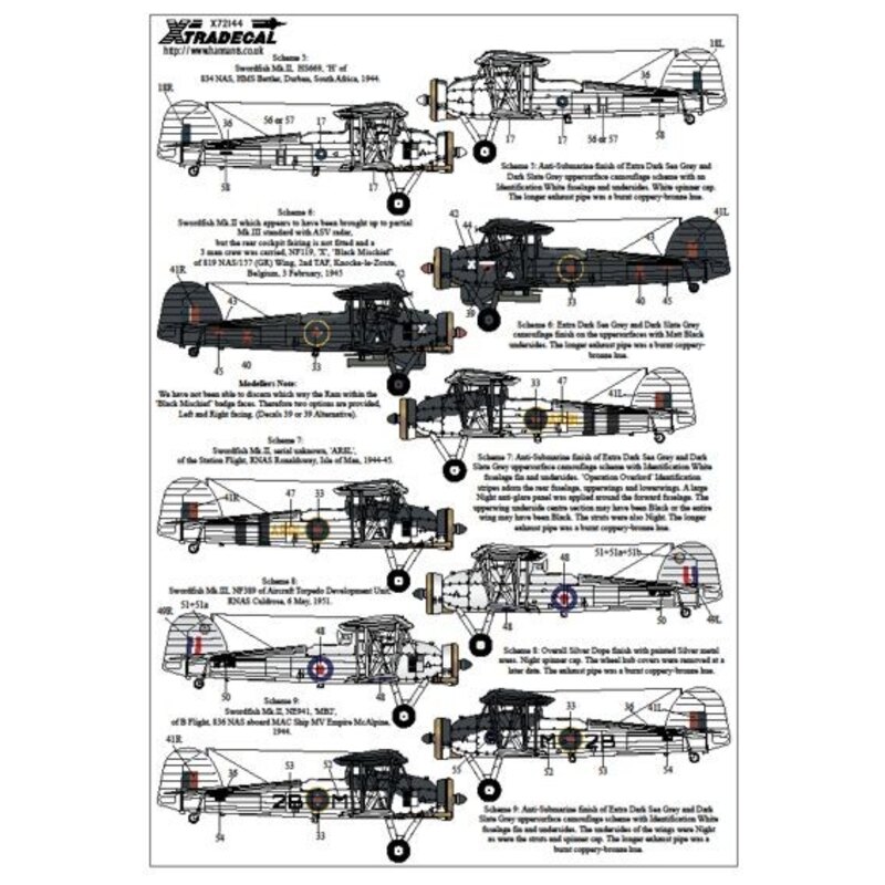 Decalcomania per aereo militar Decalcomania Fairey Swordfish Mk.I/Mk.II/Mk.III Part 1 (8) 4A 815 NAS Lt.Cdr K. Williamson HMS Il