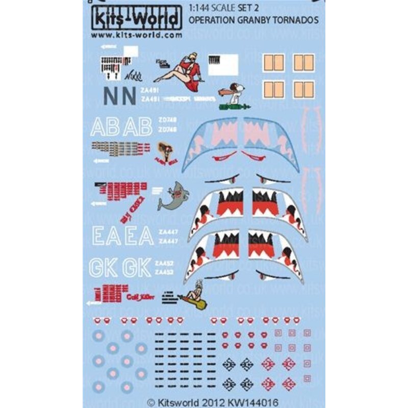 Decalcomania Tornado GR.4 Desert Storm 1991 (4) ZA491/N Nikki/Nora Batty - Snoopy Airways 20 Squadron Tabuk; GR4 ZD746/AB Alarm 