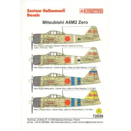 Decalcomania Mitsubishi A6M2 'Zero' (4) Tetsuzo Iwanolo Oppama Air Base 1943 or Carrier Zuikaku; Tzugio Matsuyama Carrier Zuikak