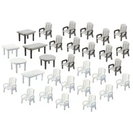 24 Garden chairs and 6 Tables