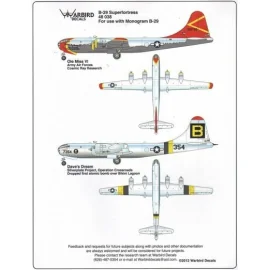 Decalcomania Boeing B-29A Superfortress (designed to be used with Monogram kits),˝Ole Miss˝ VI AAF All weather flying center Aug