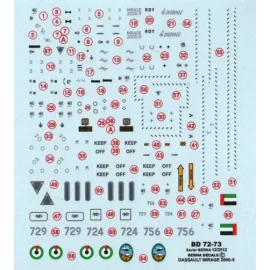 Decalcomania Dassault Mirage 2000-9EAD of United Arab Emirates Air Force : n°724 Dubai 11/2011, n°729 Dubai 11/2011, n°756 seen 