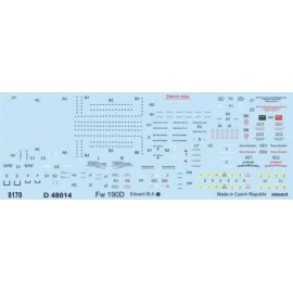 Decalcomania Focke-Wulf Fw 190D stencils 1/48 - A complete set of instruction and maintenance stencils for the Fw 190D in blac