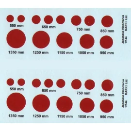 Decalcomania Japanese Hinomaru, White outline (dia 550, 650, 750, 850, 950, 1050, 1150, 1250, 1350 mm), 2 sets