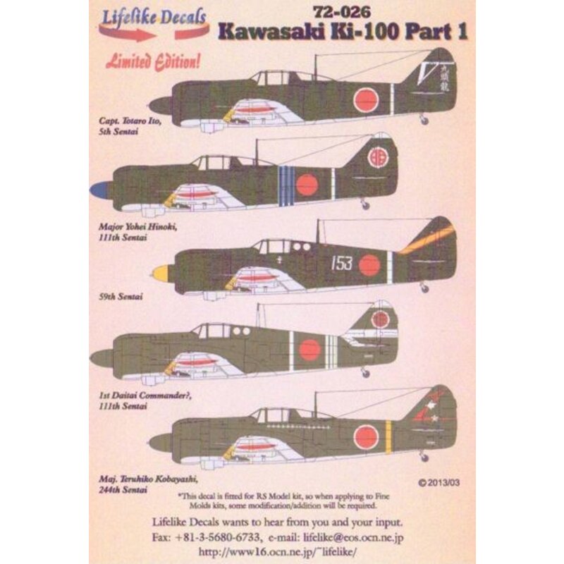 Decalcomania Kawasaki Ki-100 Part 1.