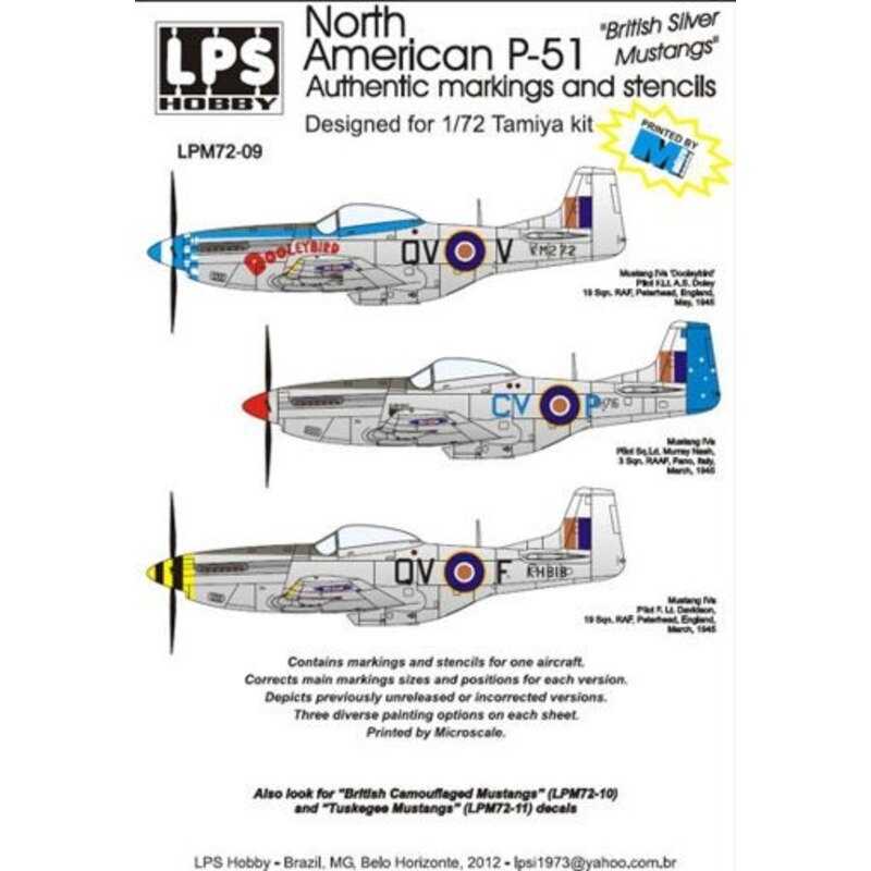 Decalcomania North-American P-51D Mustang ,British Silver Mustangs,