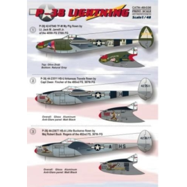  Decalcomania Lockheed P-38 Lightning Part 1. 1. P-38j 42-67940 7F-M My Pig flown by Lt. Jack M.Jarrell Jr. of the 485th FS 370t